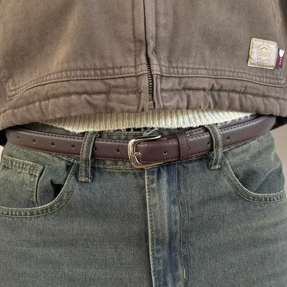 Brown Silver Boho Belt Unisex Adjustable Fit 26–34